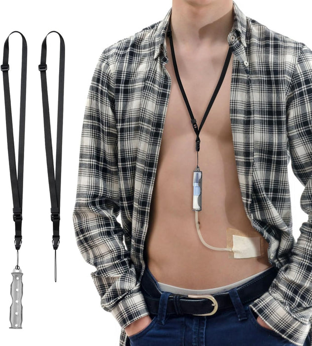 Peritoneal Dialysis Catheter Holder for Baxter 5C4482 5C4483, PD Catheter Assessories Shower Holder with 2 PCS Adjustable Peritoneal Dialysis Transfer Set Lanyard