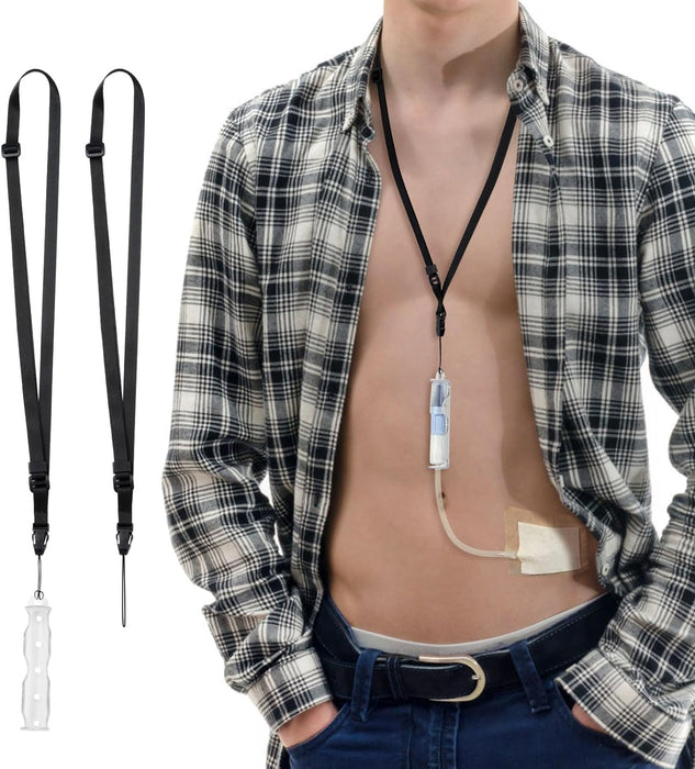 Peritoneal Dialysis Catheter Holder for Baxter 5C4482 5C4483, PD Catheter Assessories Shower Holder with 2 PCS Adjustable Peritoneal Dialysis Transfer Set Lanyard