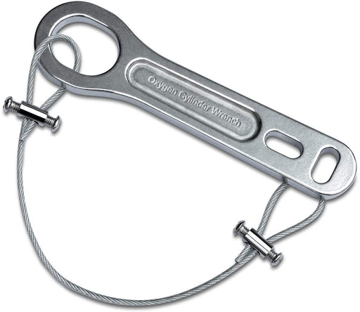Small Metal Oxygen Cylinder Tank Wrench | O2 Key with Lanyard Cable Chain for CGA 870 Standard Post Valves for Sizes M2 A(M4)