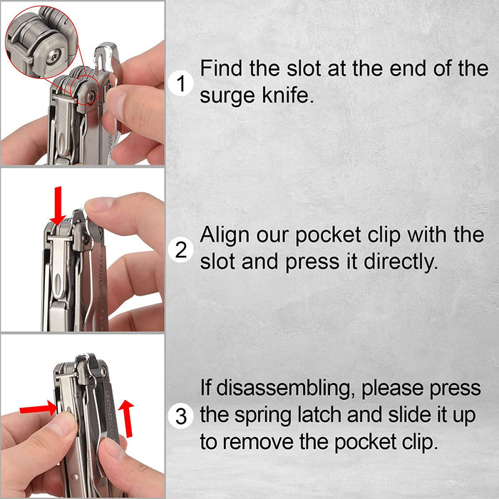 Pocket Clips for Leatherman Surge, Surge Pocket Clip as Leatherman Surge Accessories - (Not for Other Leatherman Models)