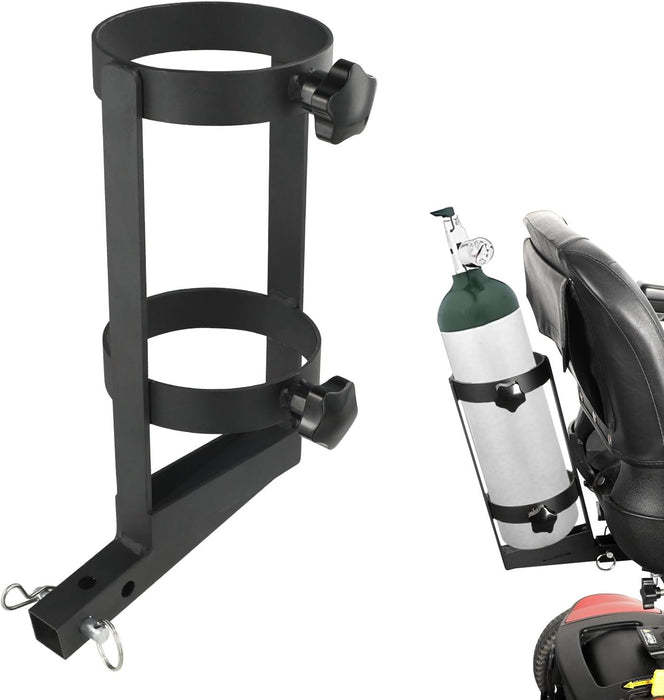 Oxygen O2 Tank Holder Metal Bracket Tank Mount - Sturdy, Fits D/M-15/E/M-24(Other Sizes Not Applicable), Compatible with Pride Mobility Scooters & Golden Technologies(1" x 1" Universal Rear Interface)
