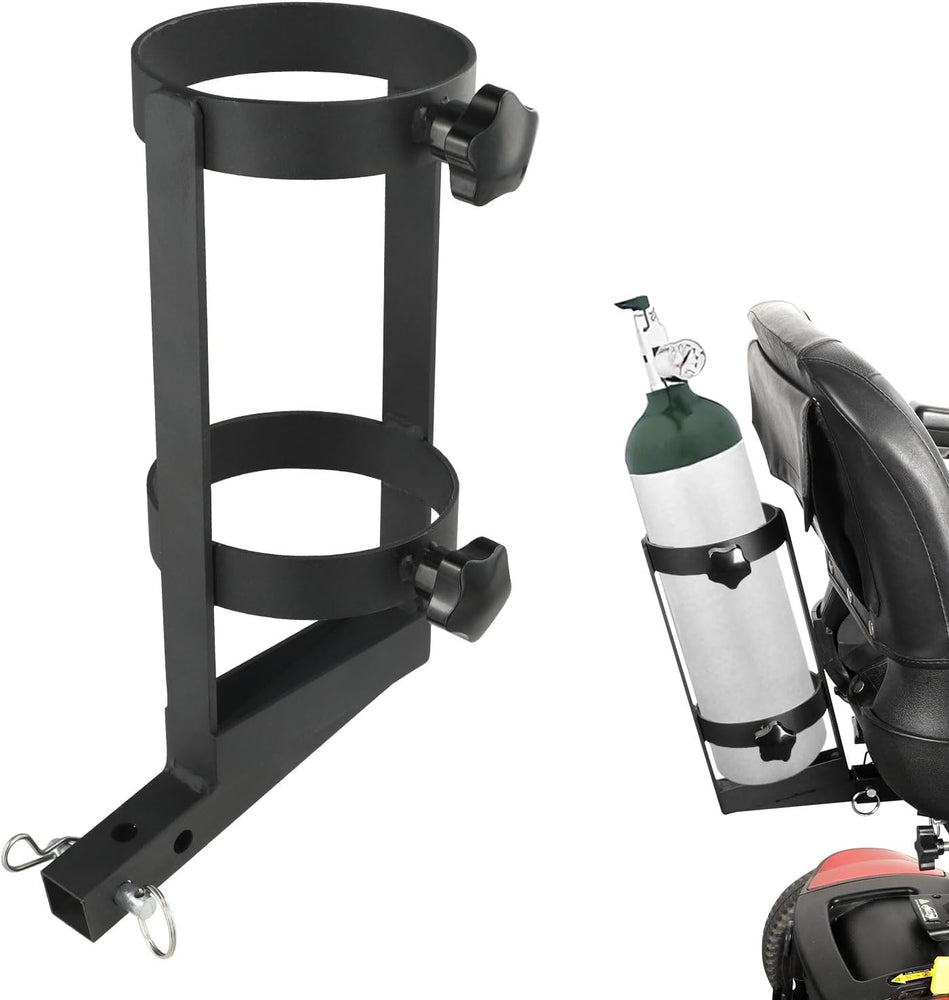Oxygen O2 Tank Holder Metal Bracket Tank Mount - Sturdy, Fits D/M-15/E/M-24(Other Sizes Not Applicable), Compatible with Pride Mobility Scooters & Golden Technologies(1" x 1" Universal Rear Interface)