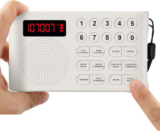 KJV Audio Bible Player for Seniors – King James Version Electronic Talking Bible for Visually Impaired/Blind, 26H Playtime, Big One-Touch Buttons, Portable Bible on Audio for Elderly