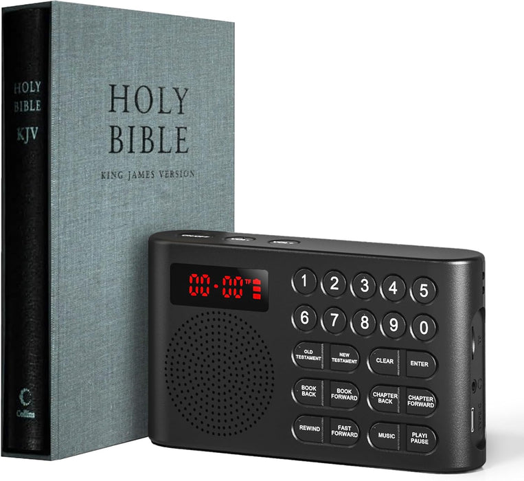 KJV Audio Bible Player for Seniors, Electronic Bible Old & New Testament in King James Version, Easy Read Talking Bible with 26H Playtime