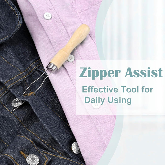 ElderBang Easy Button Hook, Wood Button Hook for Seniors, One Hand Button Helper Tool Fastener Assist Device for Elderly, Easy Dressing