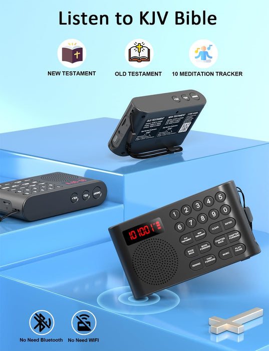 KJV Audio Bible Player for Seniors, Electronic Bible Old & New Testament in King James Version, Easy Read Talking Bible with 26H Playtime