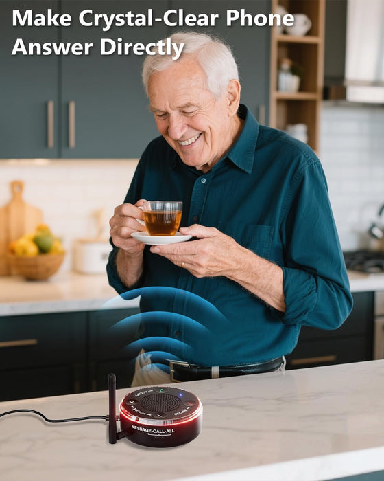 Loud Cell Phone Ringer Amplifier for Seniors & Hearing Impaired, 116dB External Ringer for Cell Phone with Dual Alert, Bluetooth 5.3 Speakerphone Dedicated Answer/End Call, 95ft Coverage