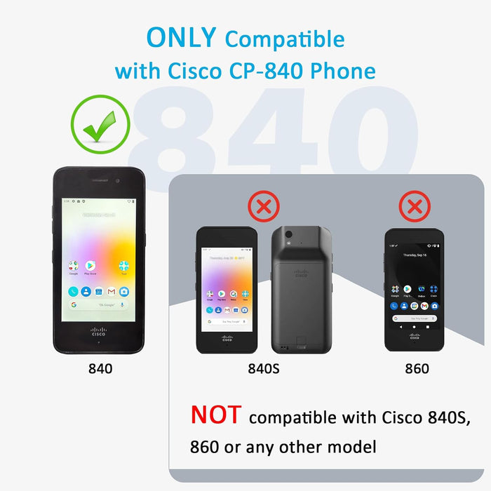 VoIP Phone Case for Cisco Wireless Phone 840, Cisco CP-840 Case Provides Full Edge Protection Against Drops & Impacts, Cisco 840 Case Non-Slip Soft Touch Black
