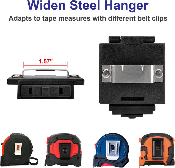 New Tape Measure Holder - Heavy Duty Measuring Tape Clip, Tape Measure Holster with Belt Clip for 1.25"/1.75"/2" Tool Belt - Easy to Access When on Ladder/Scaffolding
