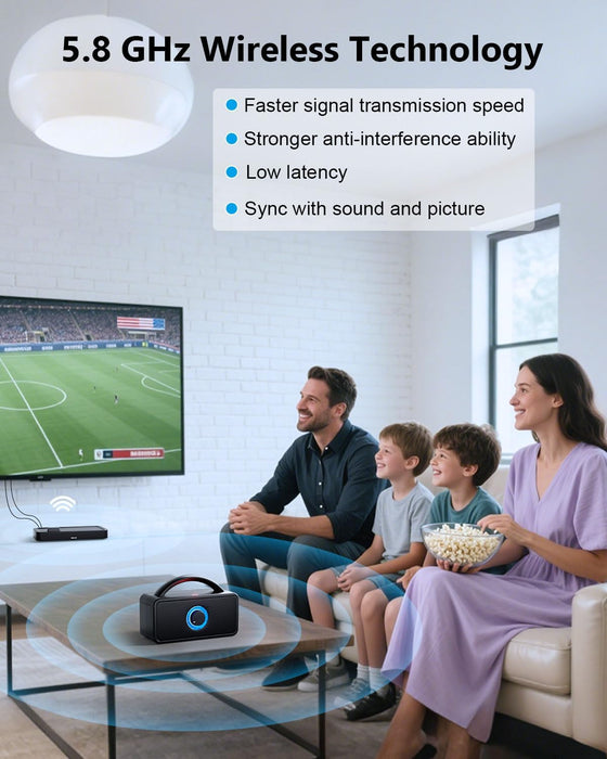 5.8 GHz Wireless TV Speakers for Hard of Hearing Seniors, Portable TV Speakers for Smart TV, No More Struggling for Volume, No Sound Lag, 5 Cables Include to Connect TV