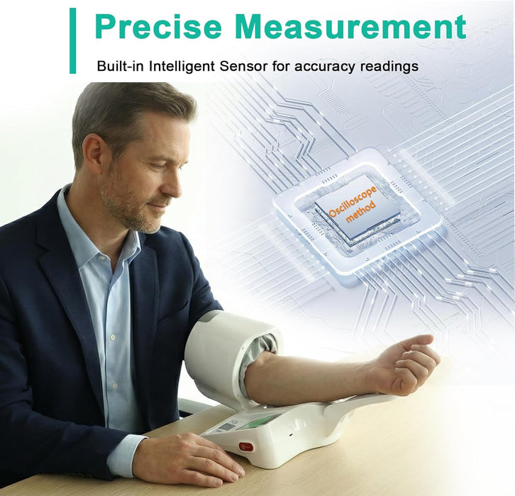 Automatic Upper Arm Blood Pressure Monitor for Home Use, BP Machine with Wide Range Cuff 7.1''-16.5'' for 2 Users, Stores 99 Readings