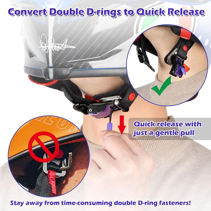 Motorcycle Helmet Quick Release Buckle Kit, Stainless Steel Motorcycle Helmet Accessories Chin Strap Buckle for D-RING Helmets, Easy to Disconnect Even with Gloves