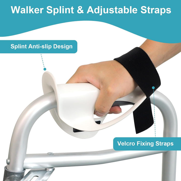 Walker Hand Support with Dual Anti-Slip Straps – Comfortable Splint for Elderly & Limited Hand Mobility Users, Walker Splint Easy to Use at Home/Outdoor