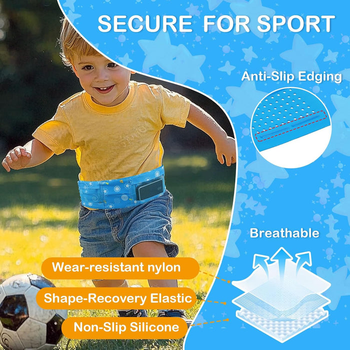 Diabetic Pump Belt for Kids - Adjustable Insulin Pump Belt for T1 Diabetics Children - Soft Sports & Sleep Waist Band with Mesh Pockets, No Buckle Strap Holder