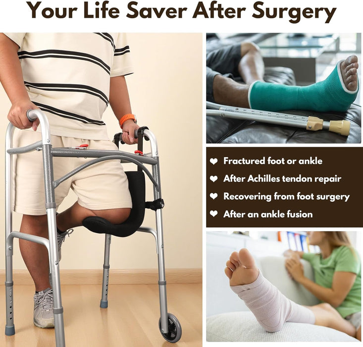 Knee Sling for Walker, Leg Support Up to 300lbs with Comfortable Cushion, Knee Rehabilitation Equipment for Adults, Knee Recovery Equipment Walker Attachment Accessories