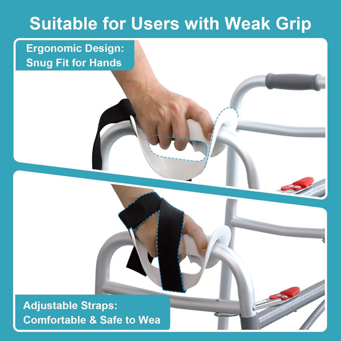Walker Hand Support with Dual Anti-Slip Straps – Comfortable Splint for Elderly & Limited Hand Mobility Users, Walker Splint Easy to Use at Home/Outdoor