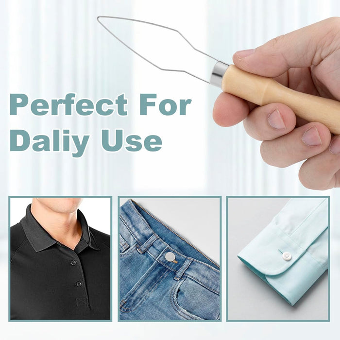 ElderBang Easy Button Hook, Wood Button Hook for Seniors, One Hand Button Helper Tool Fastener Assist Device for Elderly, Easy Dressing