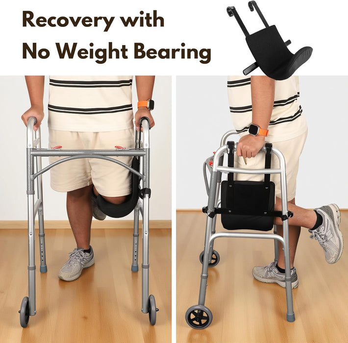 Knee Sling for Walker, Leg Support Up to 300lbs with Comfortable Cushion, Knee Rehabilitation Equipment for Adults, Knee Recovery Equipment Walker Attachment Accessories