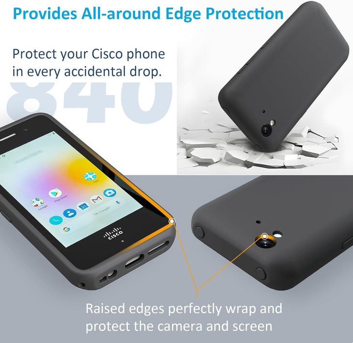 VoIP Phone Case for Cisco Wireless Phone 840, Cisco CP-840 Case Provides Full Edge Protection Against Drops & Impacts, Cisco 840 Case Non-Slip Soft Touch Black