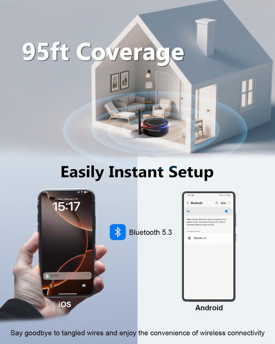 Loud Cell Phone Ringer Amplifier for Seniors & Hearing Impaired, 116dB External Ringer for Cell Phone with Dual Alert, Bluetooth 5.3 Speakerphone Dedicated Answer/End Call, 95ft Coverage