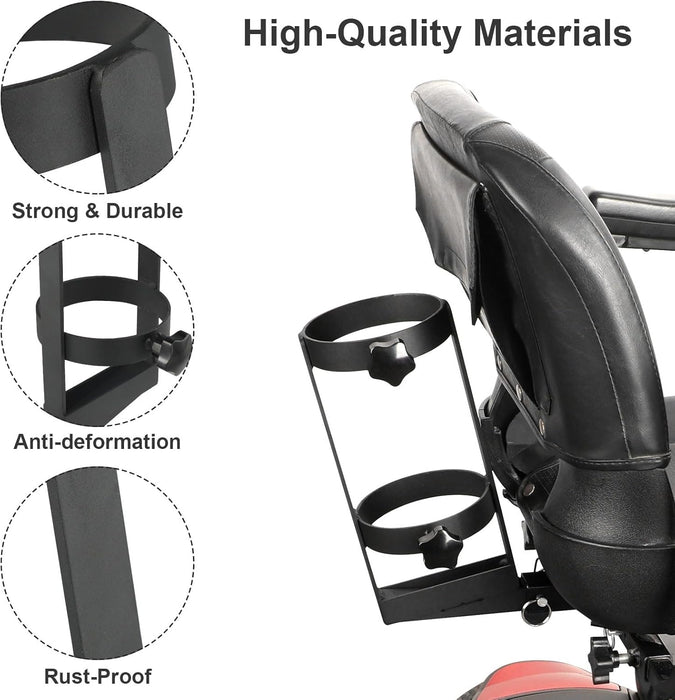 Oxygen O2 Tank Holder Metal Bracket Tank Mount - Sturdy, Fits D/M-15/E/M-24(Other Sizes Not Applicable), Compatible with Pride Mobility Scooters & Golden Technologies(1" x 1" Universal Rear Interface)