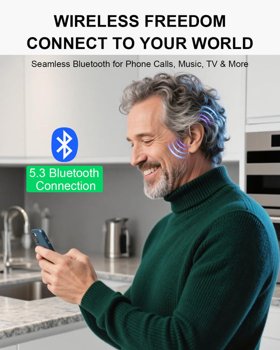 Rechargeable Hearing Aids with Bluetooth for Seniors with Hearing Loss, OTC Hearing Aid for Adults with Noise Cancellation, Superior Sound, Nearly Invisible, Charging Case Included