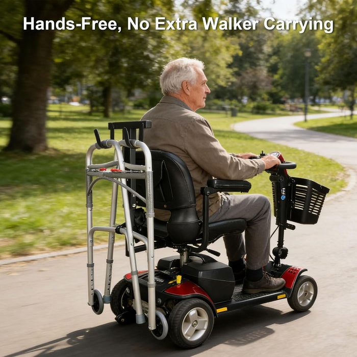 Walker Metal Bracket Hook - Scratch-Resistant Alloy Steel, Fits Walkers (Rollators are not Compatible), Compatible with Pride Mobility & Golden Technologies (1" x 1" Universal Rear Interface)