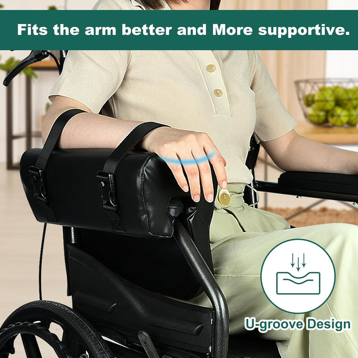 11.8''L Lateral Support for Wheelchair Armrest Pads Cushions, Arm Trough for Wheelchair Right/Left Side, Arm Rest Support Adjust Leaning Posture for Seniors Stroke Patient Essentials Gifts