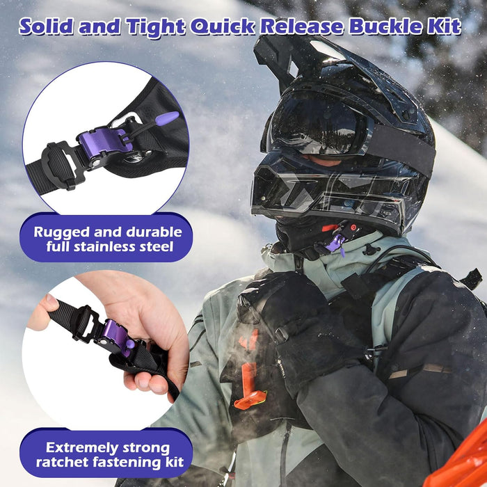 Motorcycle Helmet Quick Release Buckle Kit, Stainless Steel Motorcycle Helmet Accessories Chin Strap Buckle for D-RING Helmets, Easy to Disconnect Even with Gloves