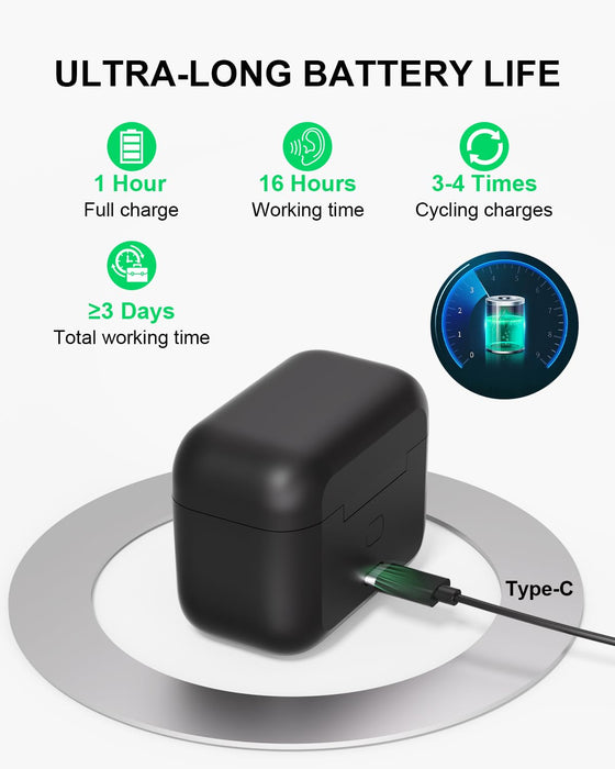 Rechargeable Hearing Aids with Bluetooth for Seniors with Hearing Loss, OTC Hearing Aid for Adults with Noise Cancellation, Superior Sound, Nearly Invisible, Charging Case Included