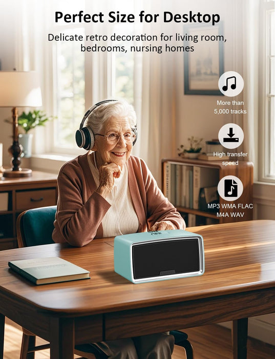 Simple Music Player for Dementia Elderly Seniors Easy MP3 Player as Alzheimers Dementia Visually Impaired Patients Product Gift One-Touch Controls ON/Off Retro Music Box