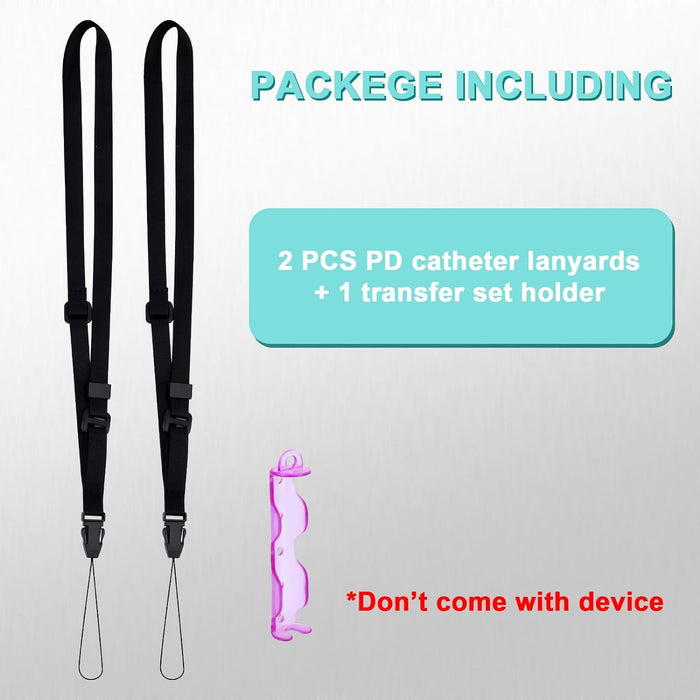 Peritoneal Dialysis Catheter Holder for Baxter 5C4482 5C4483, PD Catheter Assessories Shower Holder with 2 PCS Adjustable Peritoneal Dialysis Transfer Set Lanyard