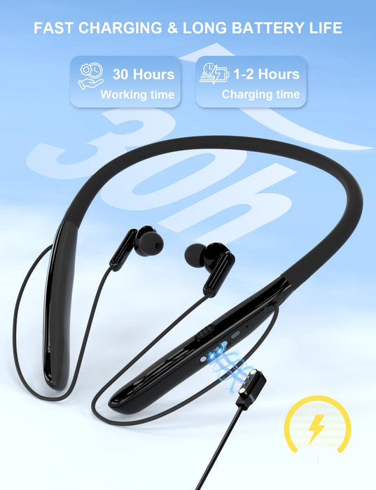 Bluetooth Hearing Aids for Seniors with Hearing Loss, Neckband Rechargeable OTC Hearing Aids for Adults with Noise Cancelling, Provide Clear Sound and Neckband Design Could Prevent Loss