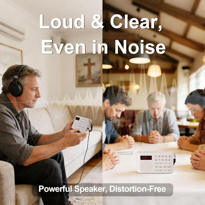 KJV Audio Bible Player for Seniors – King James Version Electronic Talking Bible for Visually Impaired/Blind, 26H Playtime, Big One-Touch Buttons, Portable Bible on Audio for Elderly