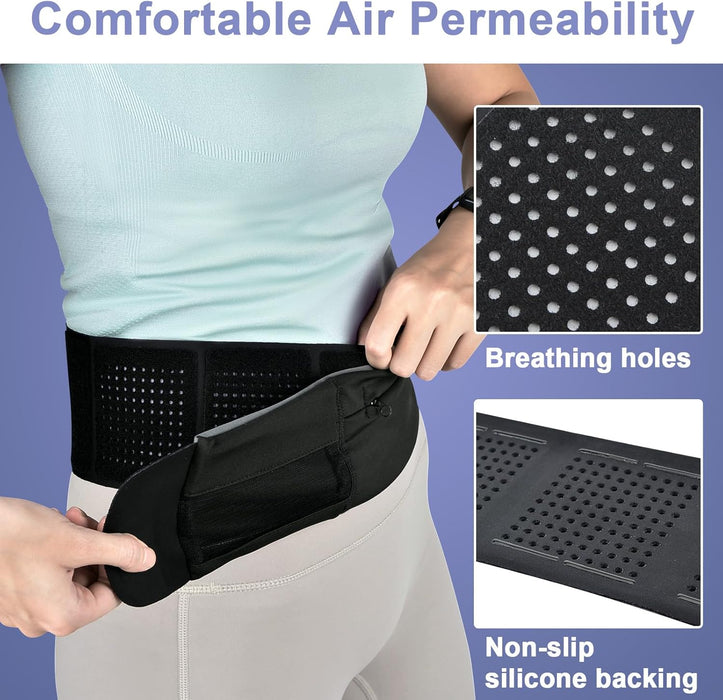 Insulin Pump Belt with Mesh Pouches Easy Viewing, Breathable Insulin Pump Holder with Adjustable Waist Band, No-Buckle Diabetic Pump Sleeping/Running Belt for Men/Women