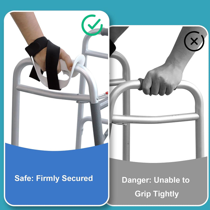 Walker Hand Support with Dual Anti-Slip Straps – Comfortable Splint for Elderly & Limited Hand Mobility Users, Walker Splint Easy to Use at Home/Outdoor