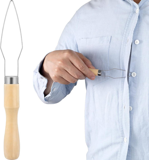 GritCradle Button Hook Assist Device with Easy-Grip Wooden Handle for Shirts, Coats, Dresses - Ideal Button Aids for Arthritis & Limited Dexterity