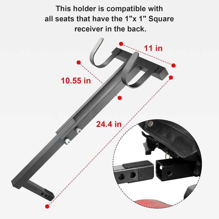 Walker Metal Bracket Hook - Scratch-Resistant Alloy Steel, Fits Walkers (Rollators are not Compatible), Compatible with Pride Mobility & Golden Technologies (1" x 1" Universal Rear Interface)