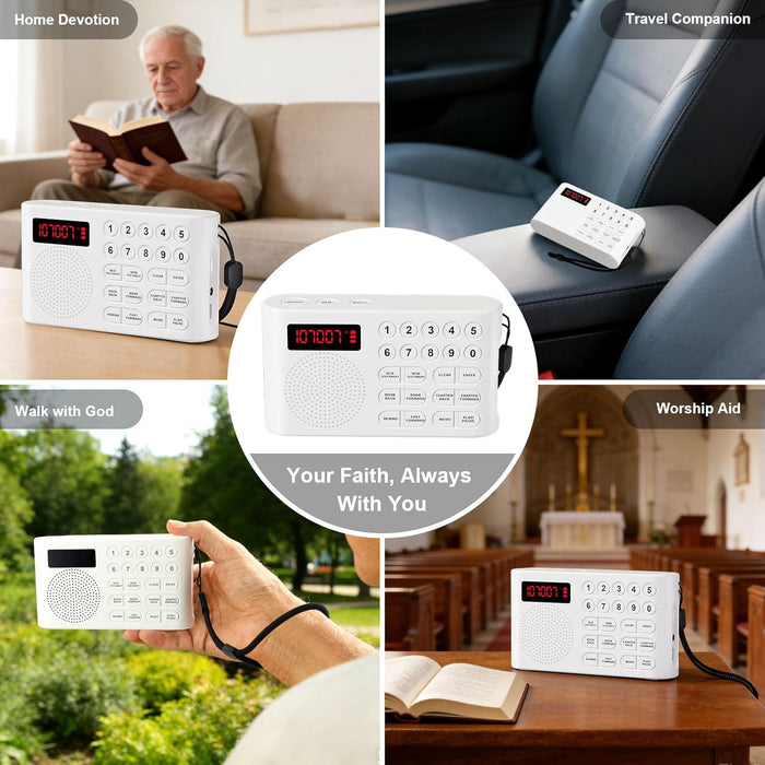 KJV Audio Bible Player for Seniors – King James Version Electronic Talking Bible for Visually Impaired/Blind, 26H Playtime, Big One-Touch Buttons, Portable Bible on Audio for Elderly