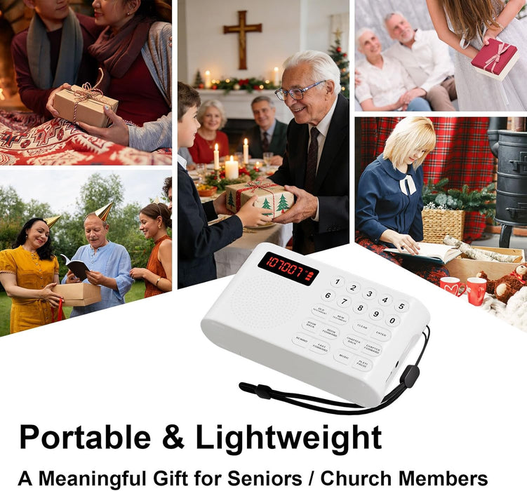 KJV Audio Bible Player for Seniors – King James Version Electronic Talking Bible for Visually Impaired/Blind, 26H Playtime, Big One-Touch Buttons, Portable Bible on Audio for Elderly