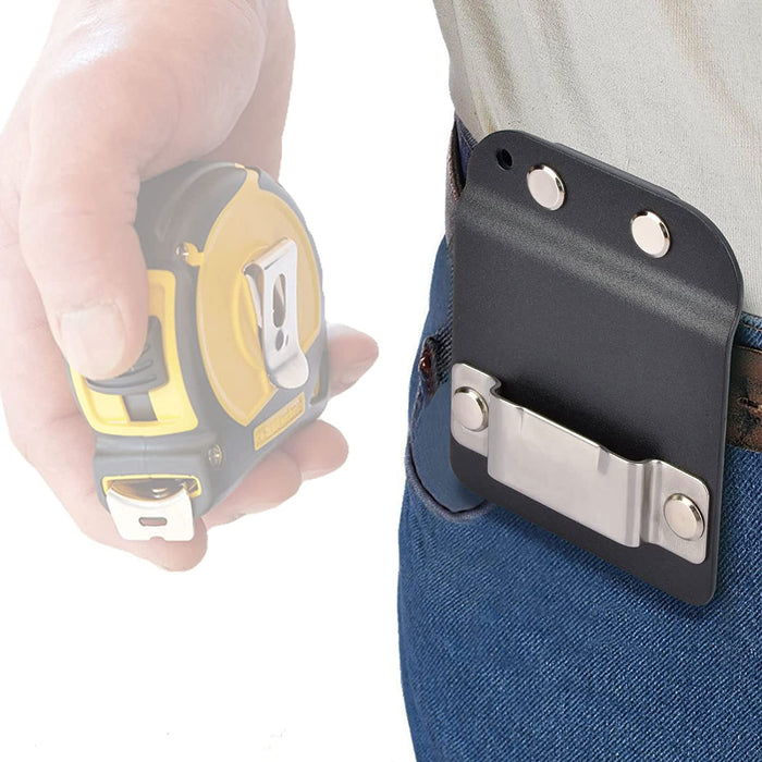 thumbnail image 2 of Tape Measure Holder For Belt, Clip-On Tape Measure Mount Heavy Duty Low Profile Tape Measure Belt Clip Black Tape Catcher Fits 2 Tool Belt Tool Bags Pocke 2 of 11