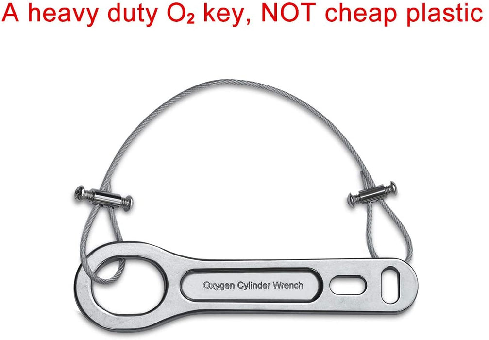 Small Metal Oxygen Cylinder Tank Wrench | O2 Key with Lanyard Cable Chain for CGA 870 Standard Post Valves for Sizes M2 A(M4)