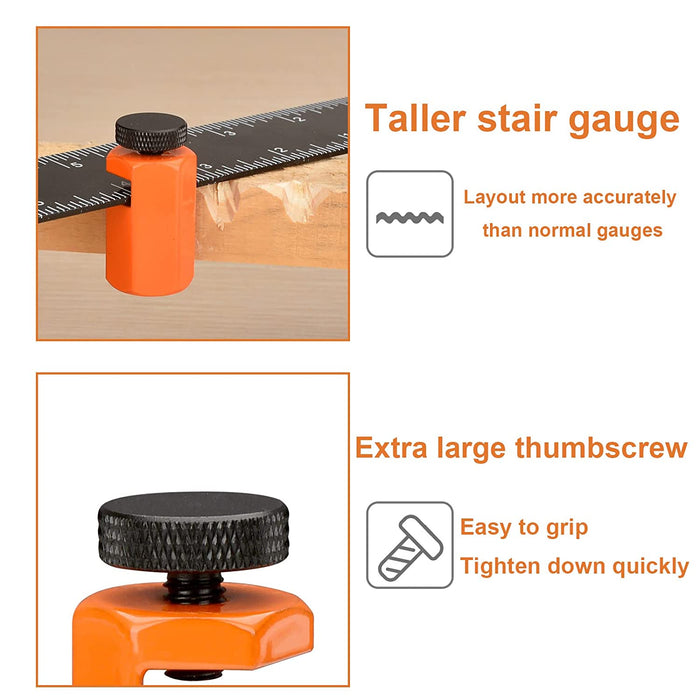 Taller Stair Gauges for Framing Square, Stair Gauge Knob for Layout Attachment Framing Jigs (Orange - 2-Pack)