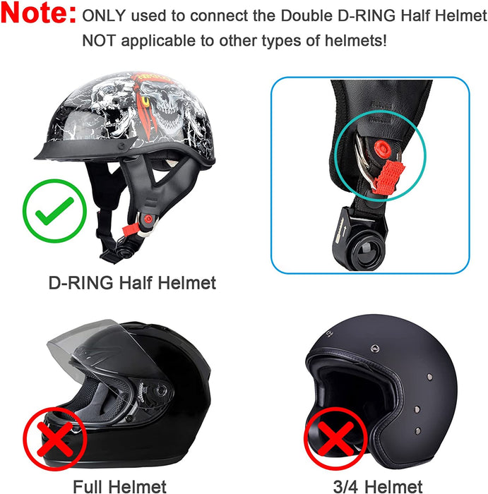Motorcycle Helmet Quick Release Buckle Kit, Helmet Chin Strap Adapter ONLY for D-RING Half Helmet - Install without Cutting Straps, Easy One-Hand Release While Wearing Gloves