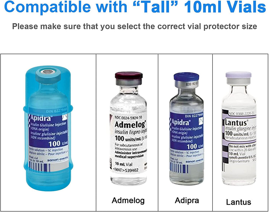 Insulin Vial Protector for Lantus Apidra Admelog Insulin, Diabetes Insulin Silicone Sleeve Vial Holder Case for 10ML Insulin Vials
