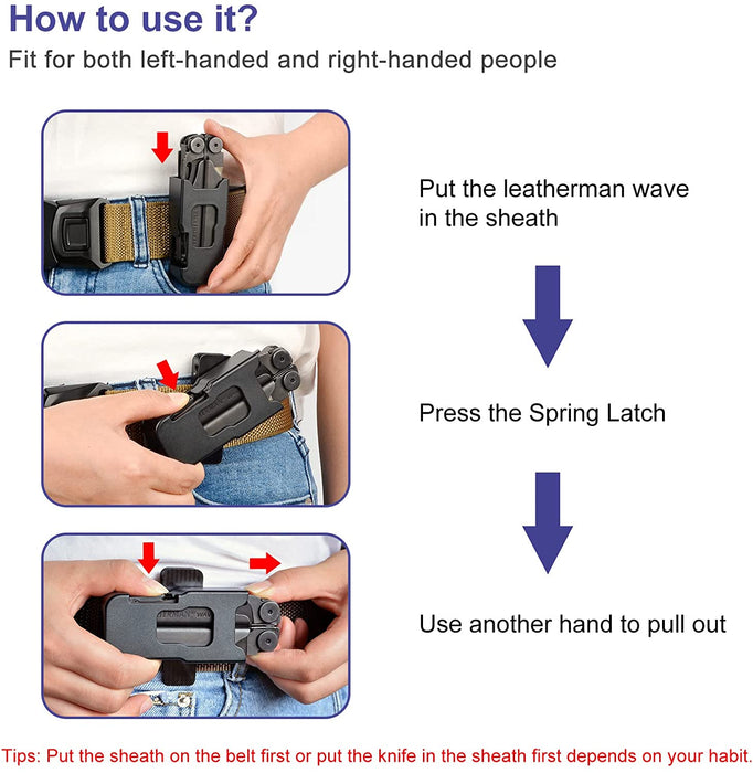 360° Rotation Sheath for LEATHERMAN Wave & Wave Plus +, Wave Plus Case Holder, Leatherman Belt Clip Holster for 1.5"/1.75" Belt