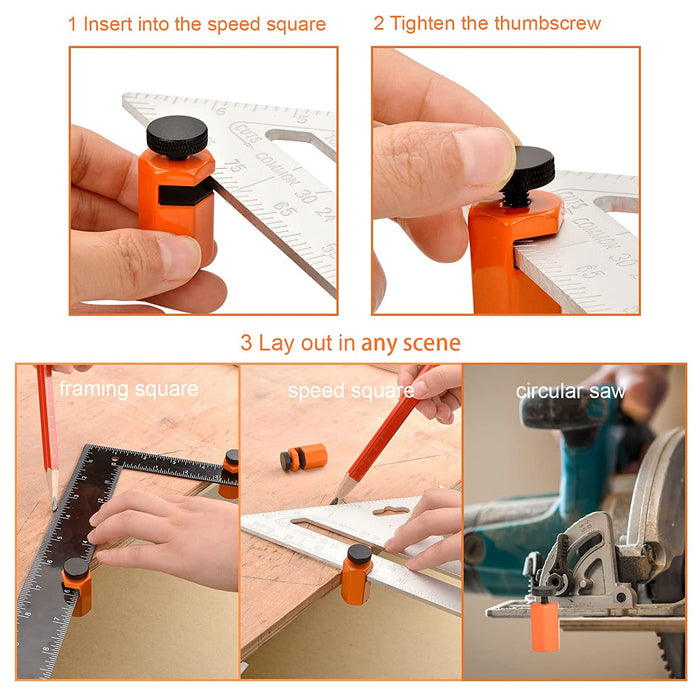 Taller Stair Gauges for Framing Square, Stair Gauge Knob for Layout Attachment Framing Jigs (Orange - 2-Pack)
