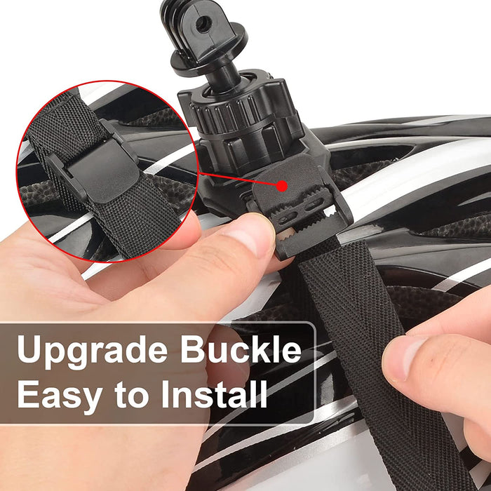 Vented Helmet Strap Mount for GoPro Hero 11/10/9/8/7/6/5/4/3/3+/2/1, Adjustable GoPro Bike Helmet Strap Mount Head Belt Holder with 360 Degree Rotating