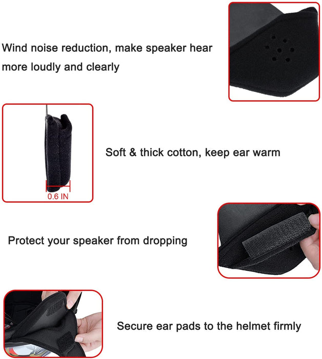 Half Helmet Ear Pads, Half Helmet Speaker Pockets Ear Cover Protection Reduce Wind Noise Keep Warm for Motorcycle Half Helmet