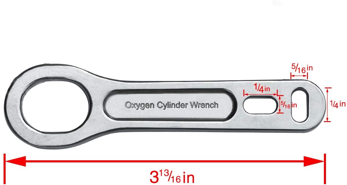 Small Metal Oxygen Cylinder Tank Wrench | O2 Key with Lanyard Cable Chain for CGA 870 Standard Post Valves for Sizes M2 A(M4)
